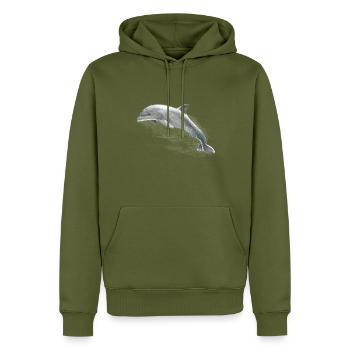 Delphin - Männer Premium Bio Hoodie - Khaki - Vorne - Nico (187cm)