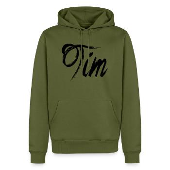 Tim - Sweat à capuche Premium bio Homme - kaki - Devant - Nico (187cm)