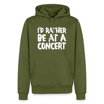 Je préférerais être à un concert 4 - Sweat à capuche Premium bio Homme - kaki - Devant - Nico (187cm)