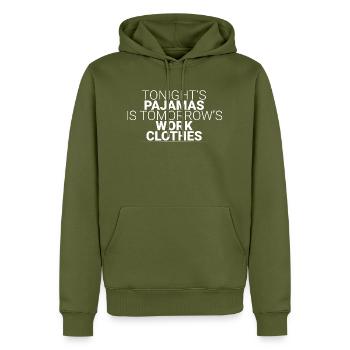 Le pyjama de ce soir est le vêtement de travail de demain - Sweat à capuche Premium bio Homme - kaki - Devant - Nico (187cm)