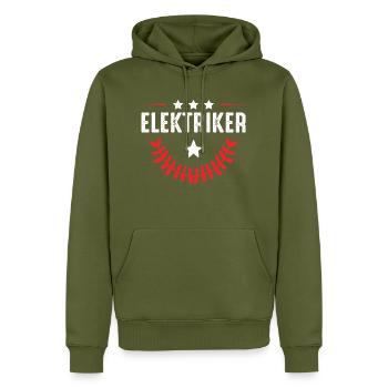 Elektriker Beruf - Männer Premium Bio Hoodie - Khaki - Vorne - Nico (187cm)