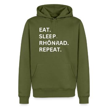 Rhönrad - Männer Premium Bio Hoodie - Khaki - Vorne - Nico (187cm)