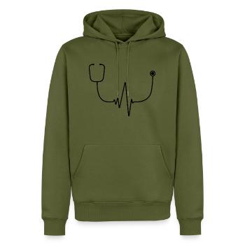 Infirmière infirmière hospitalière - Sweat à capuche Premium bio Homme - kaki - Devant - Nico (187cm)