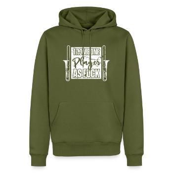 Posaune - Männer Premium Bio Hoodie - Khaki - Vorne - Nico (187cm)