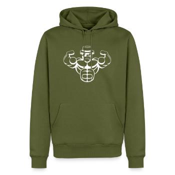 strong gorilla - Männer Premium Bio Hoodie - Khaki - Vorne - Nico (187cm)