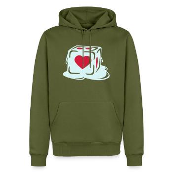 With Heart - Männer Premium Bio Hoodie - Khaki - Vorne - Nico (187cm)