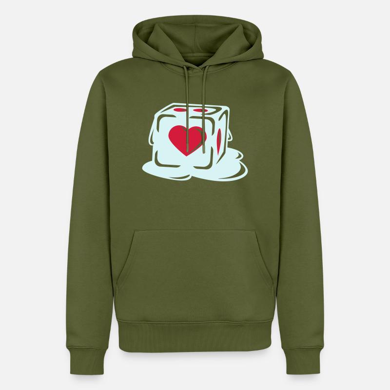 With Heart - Sweat à capuche Premium bio Homme - kaki