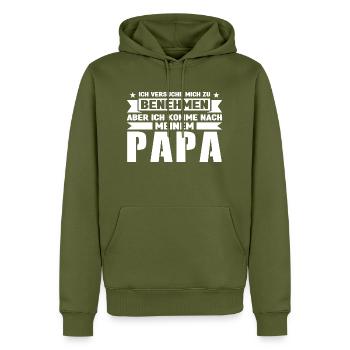 Papa Kind Vater Geschenk - Männer Premium Bio Hoodie - Khaki - Vorne - Nico (187cm)