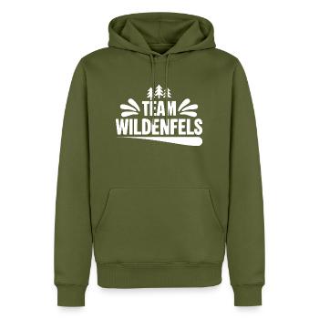 Team Wildenfels - Männer Premium Bio Hoodie - Khaki - Vorne - Nico (187cm)