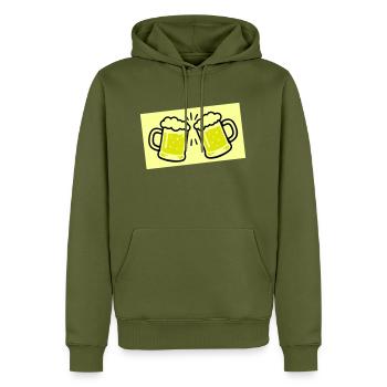 verre à bière Icône de la bière - Sweat à capuche Premium bio Homme - kaki - Devant - Nico (187cm)