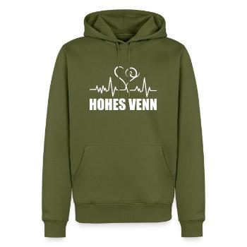 Heartbeat Hohes Venn - Männer Premium Bio Hoodie - Khaki - Vorne - Nico (187cm)