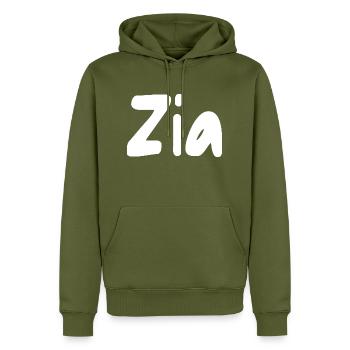 Zia - Männer Premium Bio Hoodie - Khaki - Vorne - Nico (187cm)
