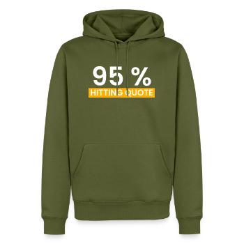 95% hit rate - Men’s Premium Organic Hoodie - khaki - Front - Nico (187cm)
