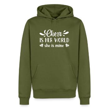 Cheer Is Her World She Is Mine Cheerleading Cheerd - Männer Premium Bio Hoodie - Khaki - Vorne - Nico (187cm)