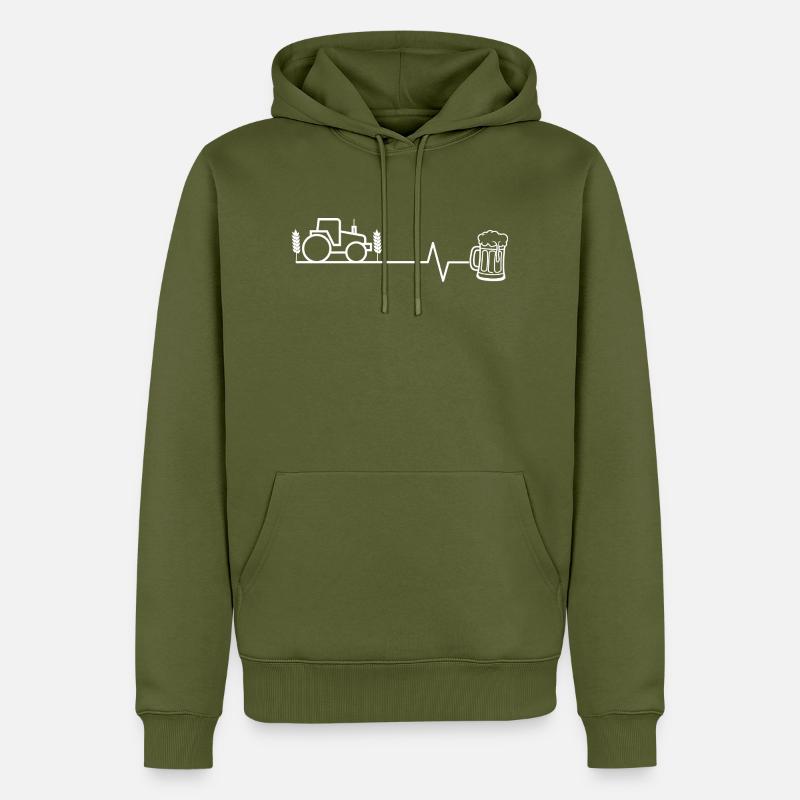 Traktor und Bier - Männer Premium Bio Hoodie - Khaki