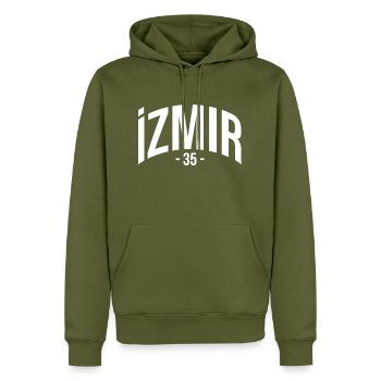 Izmir 35 Turquie Turquie Cadeau Vacances TR Türk - Sweat à capuche Premium bio Homme - kaki - Devant - Nico (187cm)