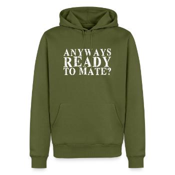 Quoi qu’il en soit Prêt à s’accoupler - Sweat à capuche Premium bio Homme - kaki - Devant - Nico (187cm)