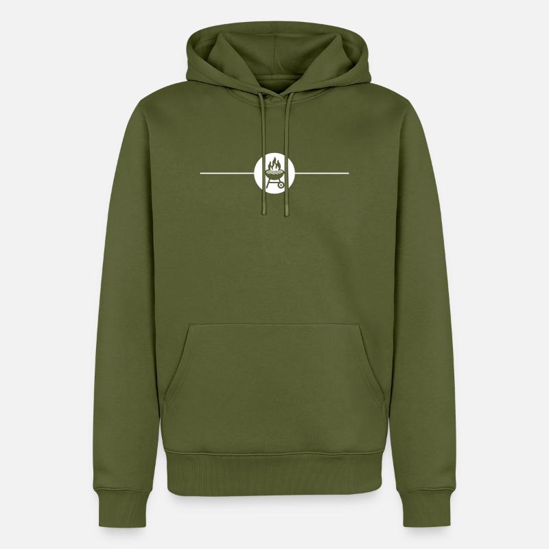 Symbole du gril Grillades - Sweat à capuche Premium bio Homme - kaki
