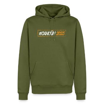 Cancun 2023 - Männer Premium Bio Hoodie - Khaki - Vorne - Nico (187cm)