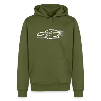 Voiture Turbo Logo Voiture de course - Sweat à capuche Premium bio Homme - kaki - Devant - Nico (187cm)