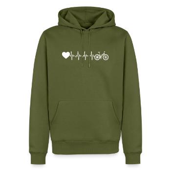 Cœur battant du cœur et vélo - (f) - Sweat à capuche Premium bio Homme - kaki - Devant - Nico (187cm)