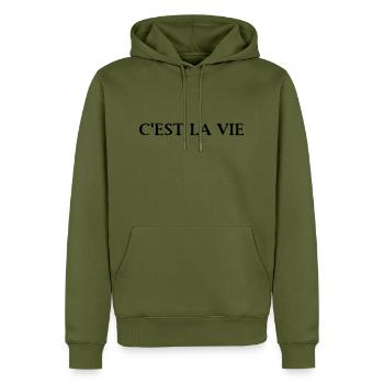 Dictons cool - Sweat à capuche Premium bio Homme - kaki - Devant - Nico (187cm)