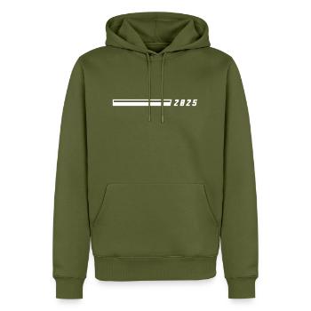 2025 Jahr - Männer Premium Bio Hoodie - Khaki - Vorne - Nico (187cm)