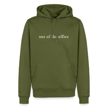 out of the office 2 - Männer Premium Bio Hoodie - Khaki - Vorne - Nico (187cm)