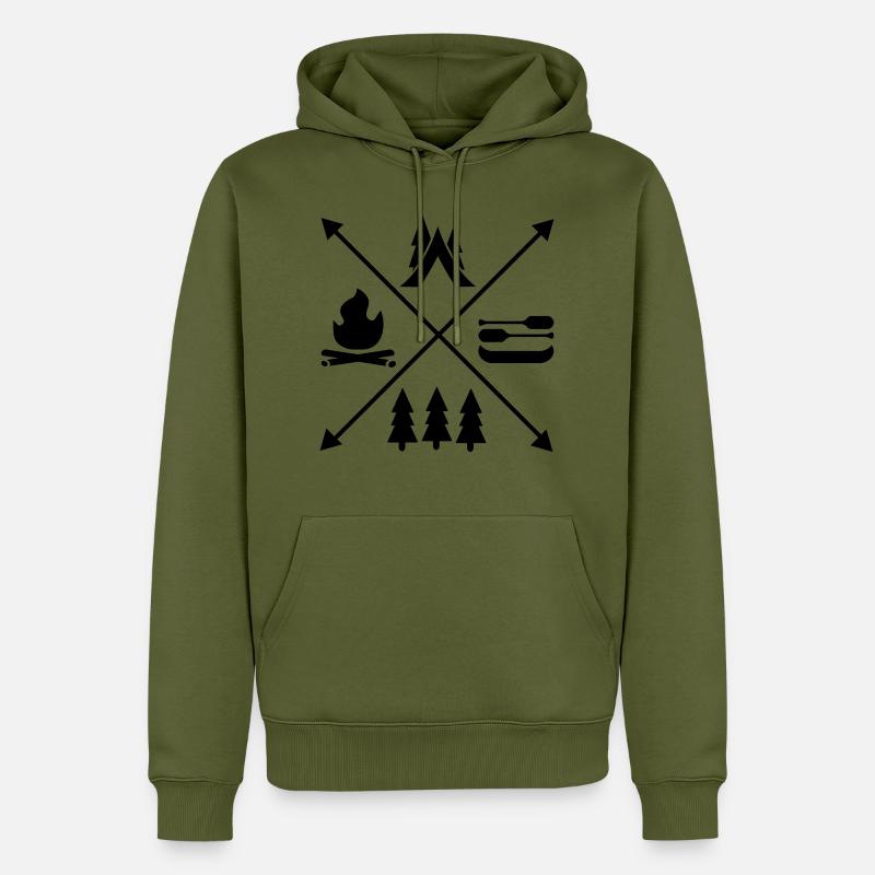Camping - Sweat à capuche Premium bio Homme - kaki