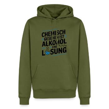 Chemisch gesehen ist Alkohol eine Lösung - Männer Premium Bio Hoodie - Khaki - Vorne - Nico (187cm)