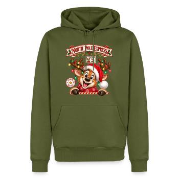 Rentier Reindeer Weihnachtsrentier Lichterkette - Männer Premium Bio Hoodie - Khaki - Vorne - Nico (187cm)
