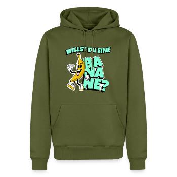 Willst du eine Banane? - Männer Premium Bio Hoodie - Khaki - Vorne - Nico (187cm)