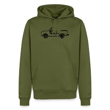  601 , Kübel , DDR NVA Kult(25) - Männer Premium Bio Hoodie - Khaki - Vorne - Nico (187cm)