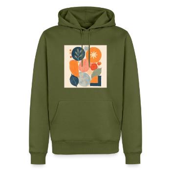 Blätter und Formen in harmonischer Farbpalette - Männer Premium Bio Hoodie - Khaki - Vorne - Nico (187cm)