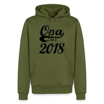 Opa since 2018 - Männer Premium Bio Hoodie - Khaki - Vorne - Nico (187cm)