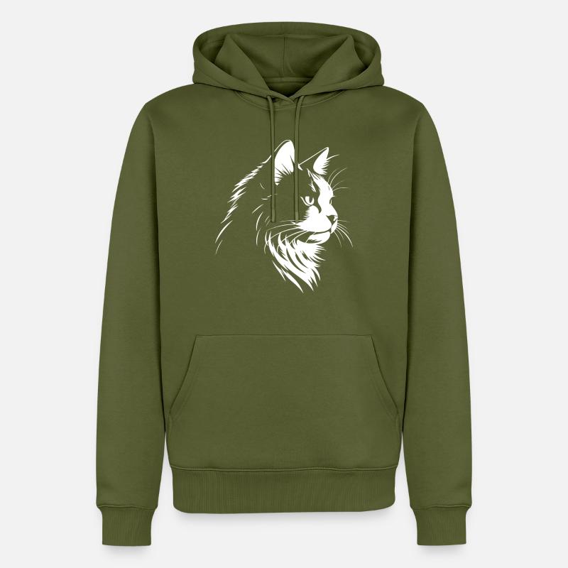 Chat, Motif De Chat - Sweat à capuche Premium bio Homme - kaki