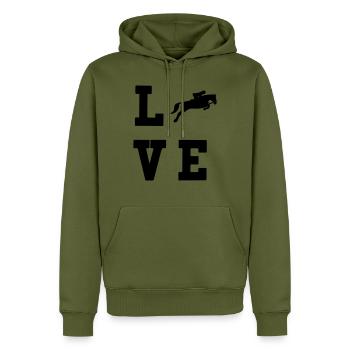Équitation - Sweat à capuche Premium bio Homme - kaki - Devant - Nico (187cm)