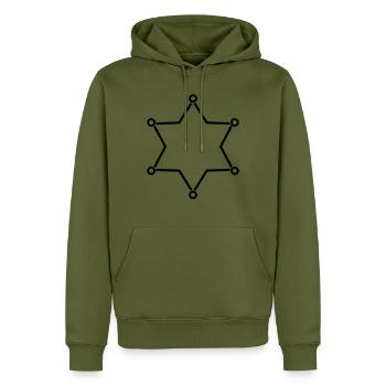 Sheriff Stern Rahmen - Männer Premium Bio Hoodie - Khaki - Vorne - Nico (187cm)