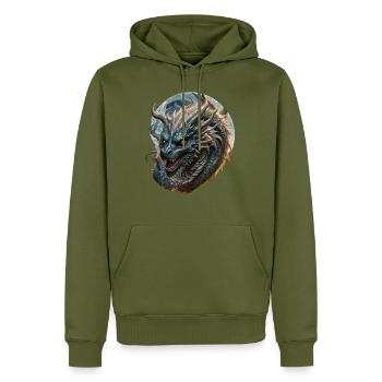 Dragon - Sweat à capuche Premium bio Homme - kaki - Devant - Nico (187cm)