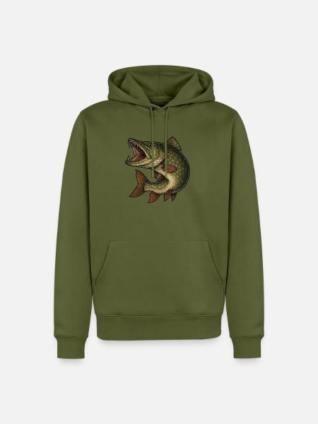 Bissiger Hecht - Männer Premium Bio Hoodie - Khaki