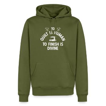 Quilten von Tagesdecken - Männer Premium Bio Hoodie - Khaki - Vorne - Nico (187cm)