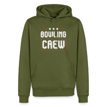 Bowling Crew - Men’s Premium Organic Hoodie - khaki - Front - Nico (187cm)