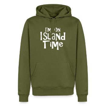 I'm On Island Time 2 - Men’s Premium Organic Hoodie - khaki - Front - Nico (187cm)