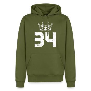 34 Zahl Krone - Männer Premium Bio Hoodie - Khaki - Vorne - Nico (187cm)