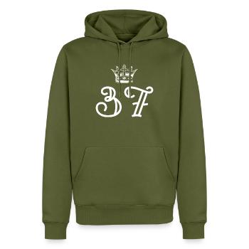 37 Couronne numérique - Sweat à capuche Premium bio Homme - kaki - Devant - Nico (187cm)
