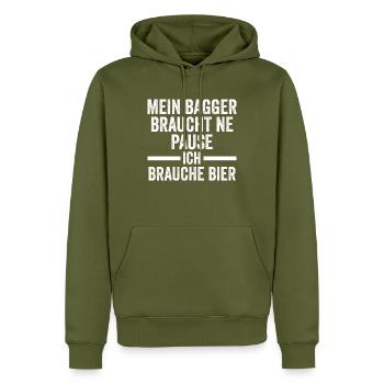 Bier Baggerfahrer Maschinenführer Tiefbauer Bagger - Männer Premium Bio Hoodie - Khaki - Vorne - Nico (187cm)