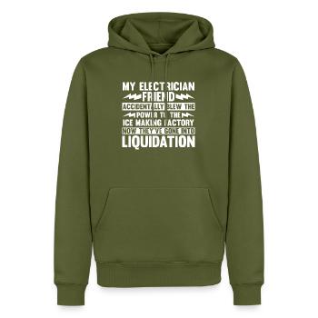 Électricien Ingénieur électricien Technicien en électronique - Sweat à capuche Premium bio Homme - kaki - Devant - Nico (187cm)