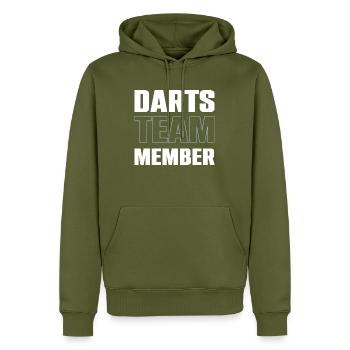 Darts Team - Männer Premium Bio Hoodie - Khaki - Vorne - Nico (187cm)