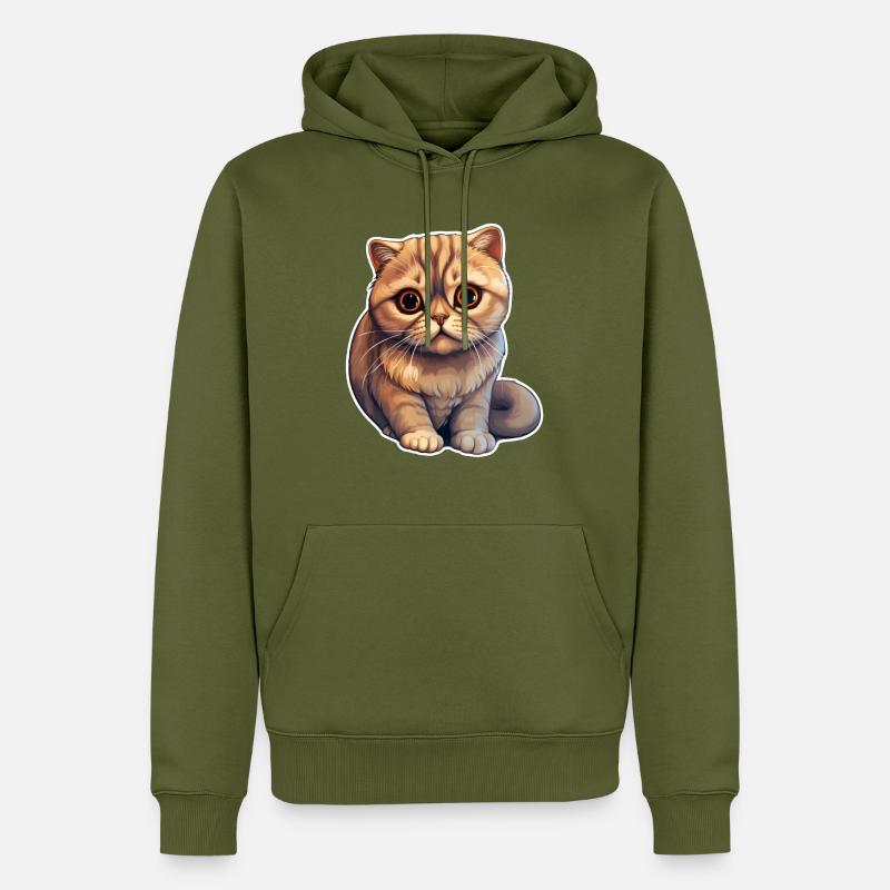 Chat Scottish Fold - Sweat à capuche Premium bio Homme - kaki