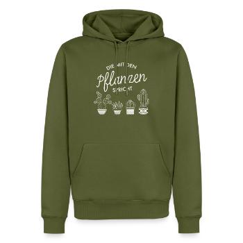 Die Mit Den Pflanzen Spricht - Gärtnerin - Männer Premium Bio Hoodie - Khaki - Vorne - Nico (187cm)